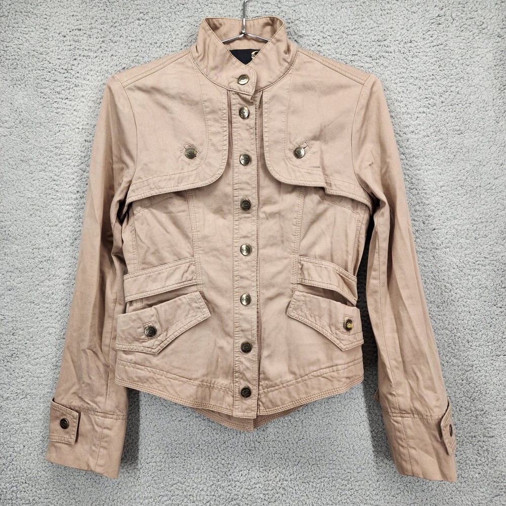 Just Cavalli Roberto Cavalli Tan Khaki Utility Military Jacket Womens Small IT40 - Picture 1 of 8